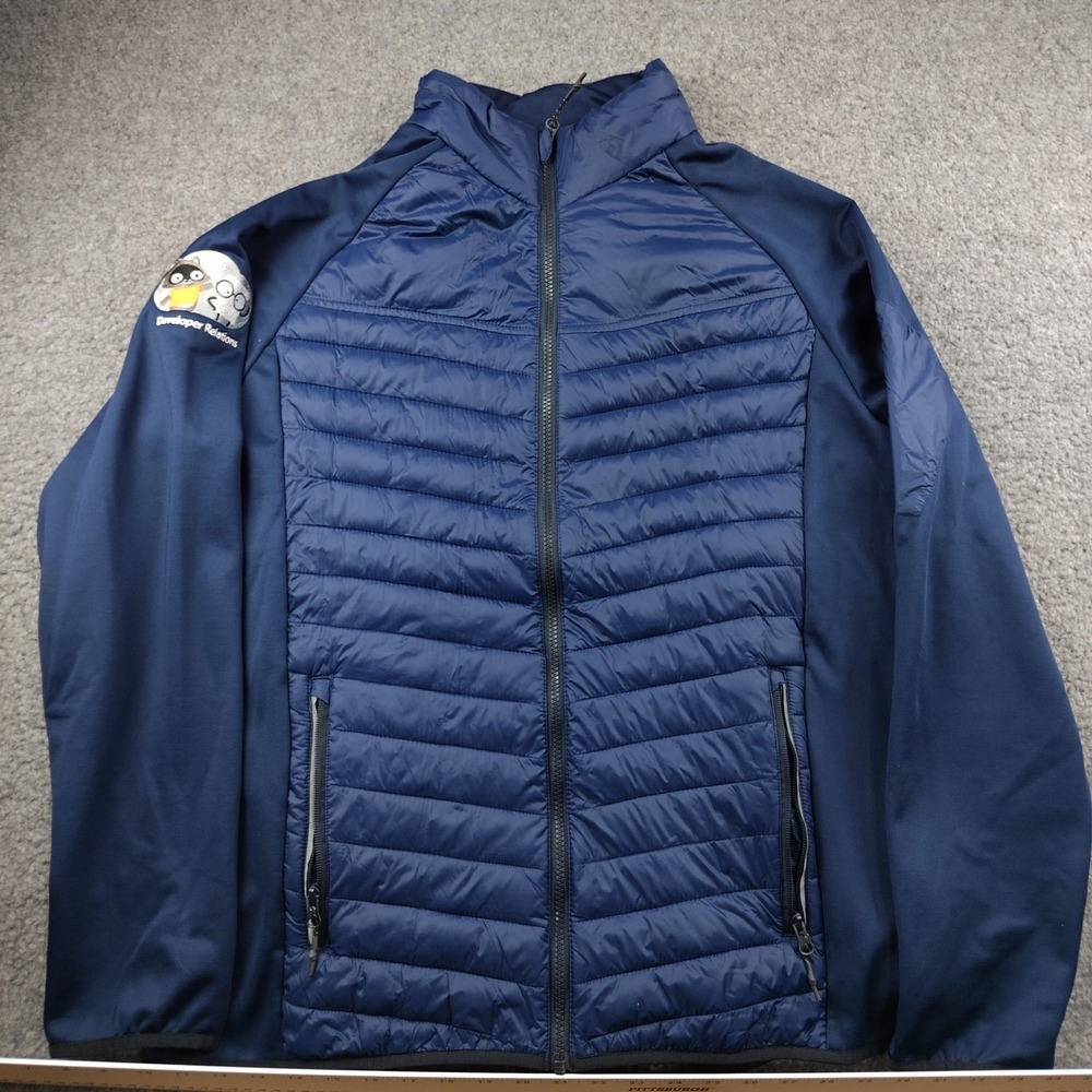 Elevate Mens Microsoft Developer Relations Hybrid Puffer Jacket Navy Blue XL‎